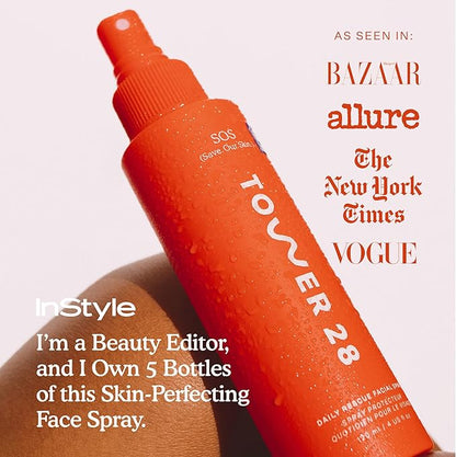 Tower 28 SOS Daily Rescue Facial Spray | Soothing and Refreshing pH Balancing Toner | Hypochlorous Acid Designed for Sensitive Skin | 4 Fl Oz